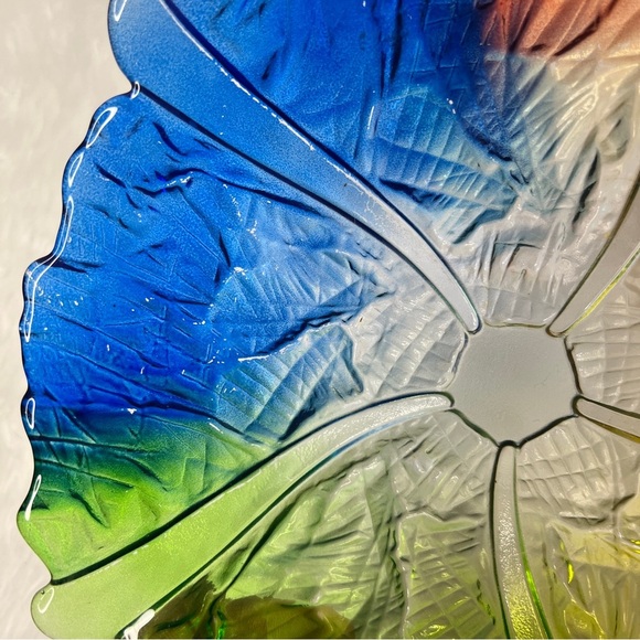 Vintage Mikasa Walther Rainbow Glass Curved Up Serving Plate 9" Sculpted Edge - Picture 5 of 7